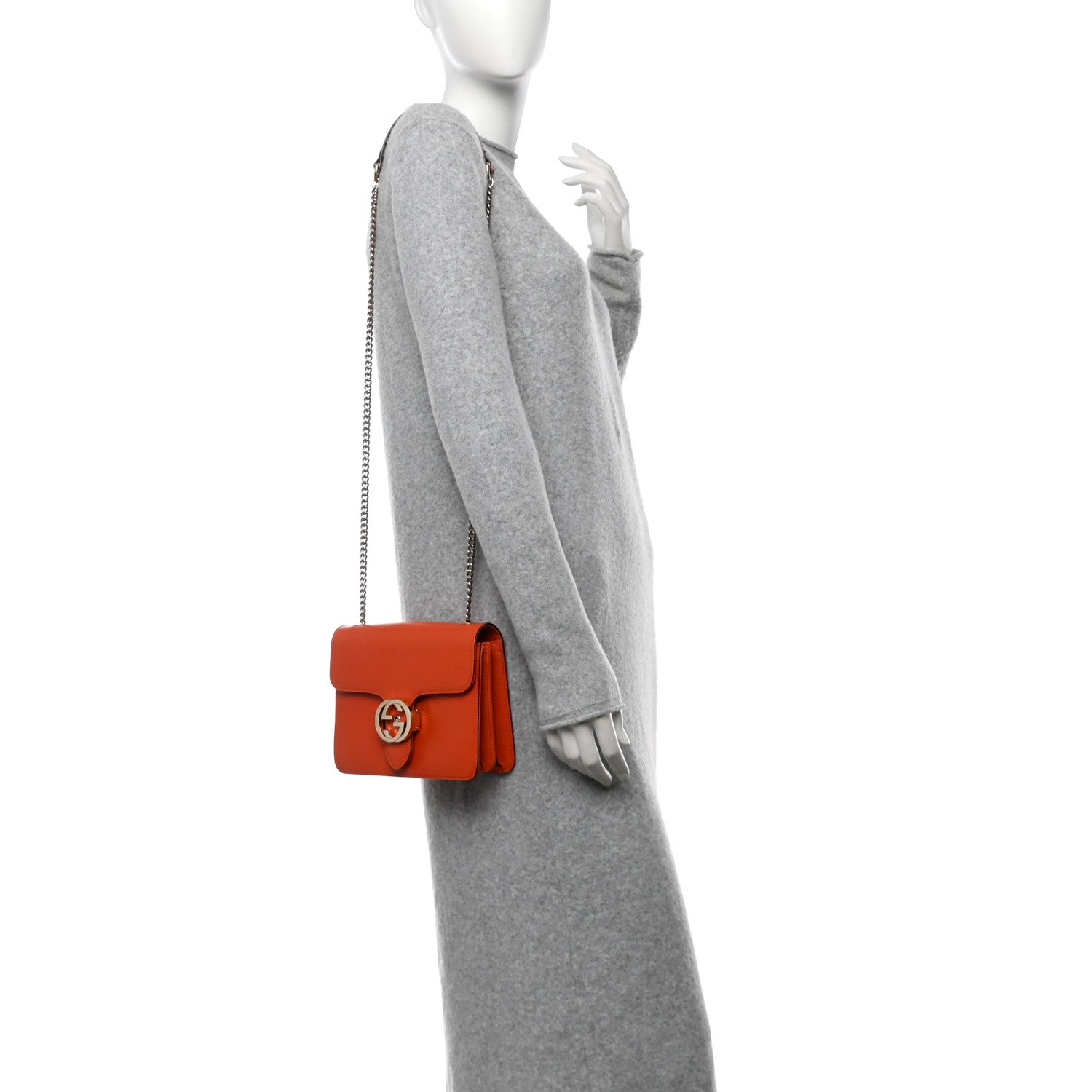 Gucci Dollar Calfskin Small Interlocking G Shoulder Bag Sun Orange 3 of 11