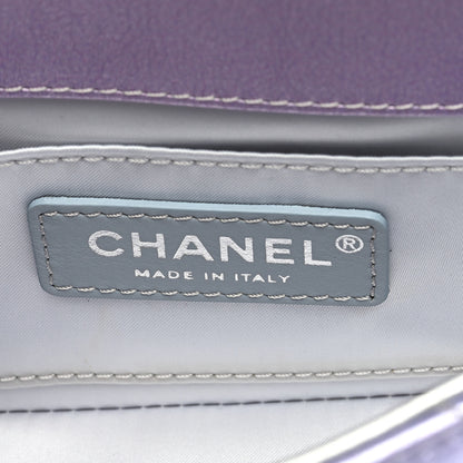 Chanel Gradient Metallic Calfskin Quilted Clutch Silver Blue Yellow Purple 6 of 10