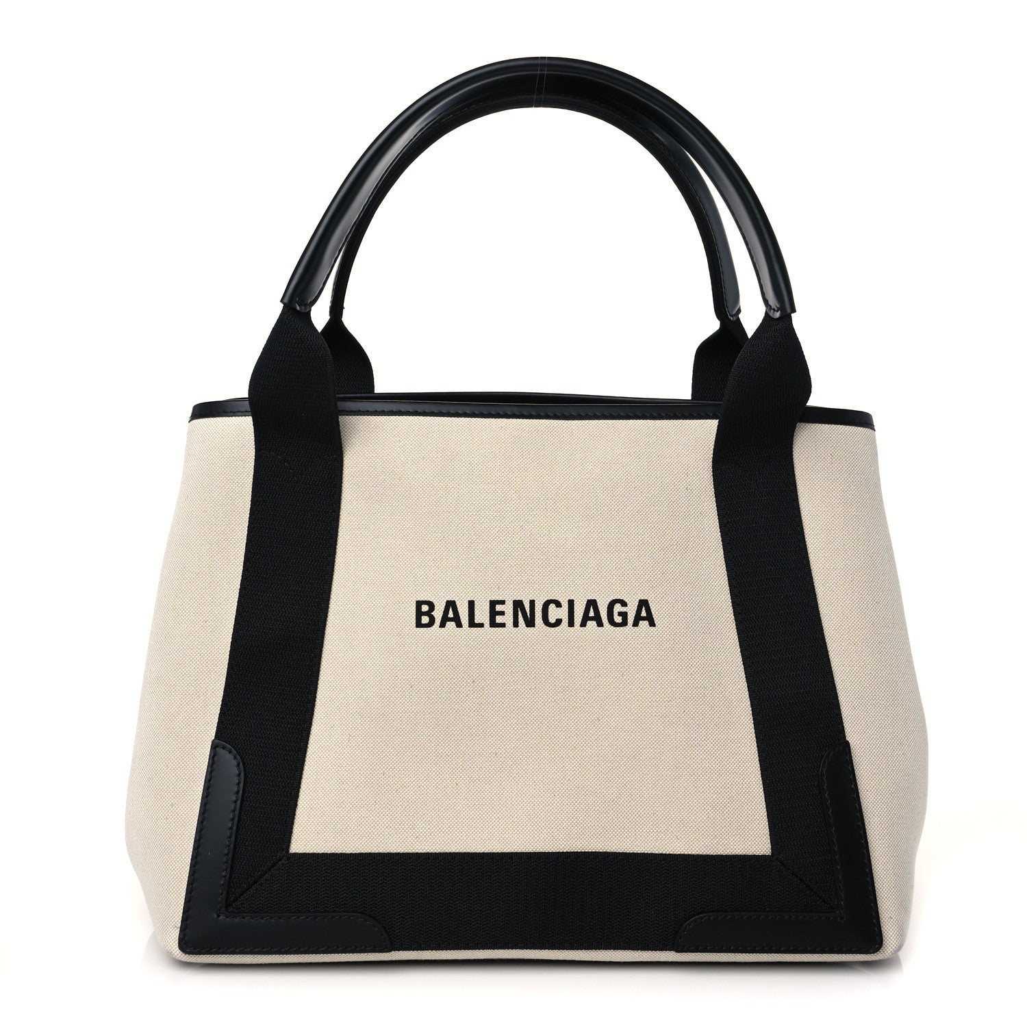 Balenciaga Cotton Canvas Calfskin Navy Cabas XS Natural Black 1 of 8