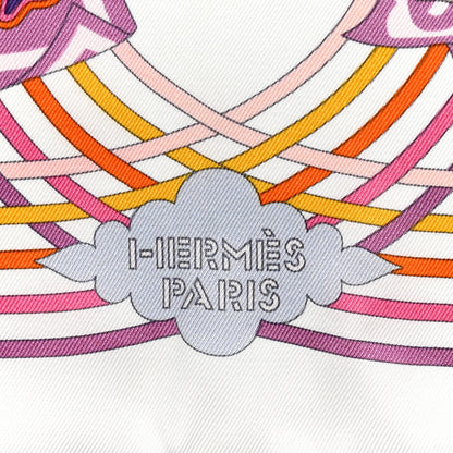 Hermes Silk Carres Volants Scarf 70 White Violet Orange 2 of 6