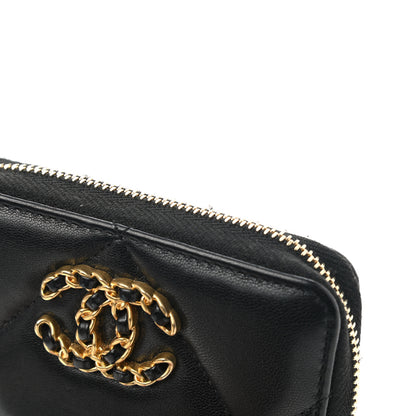 Chanel Lambskin Quilted Chanel 19 Zip Around Coin Purse Wallet Black 8 of 10