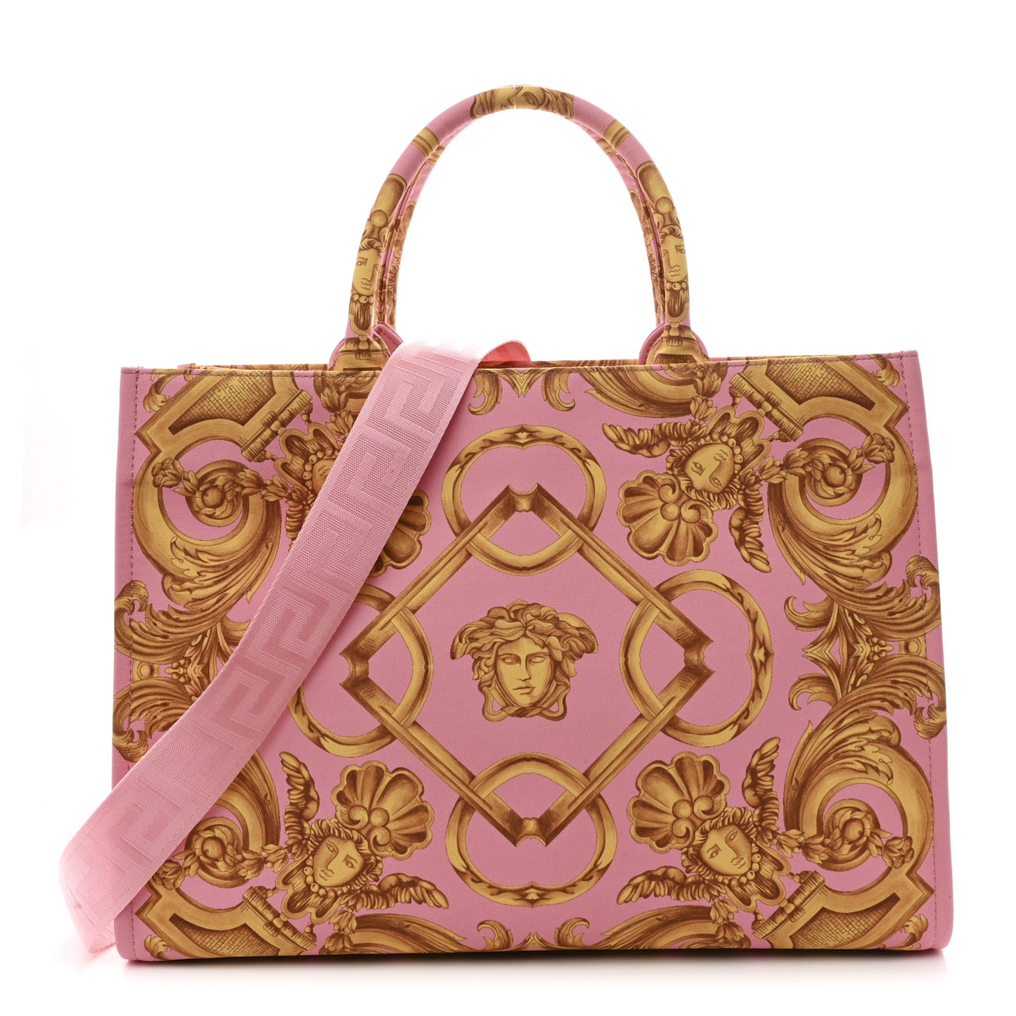 Canvas Baroque Print Medusa Large Tote Pink