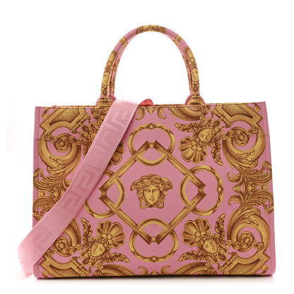 Versace Canvas Baroque Print Medusa Large Tote Pink 1 of 11