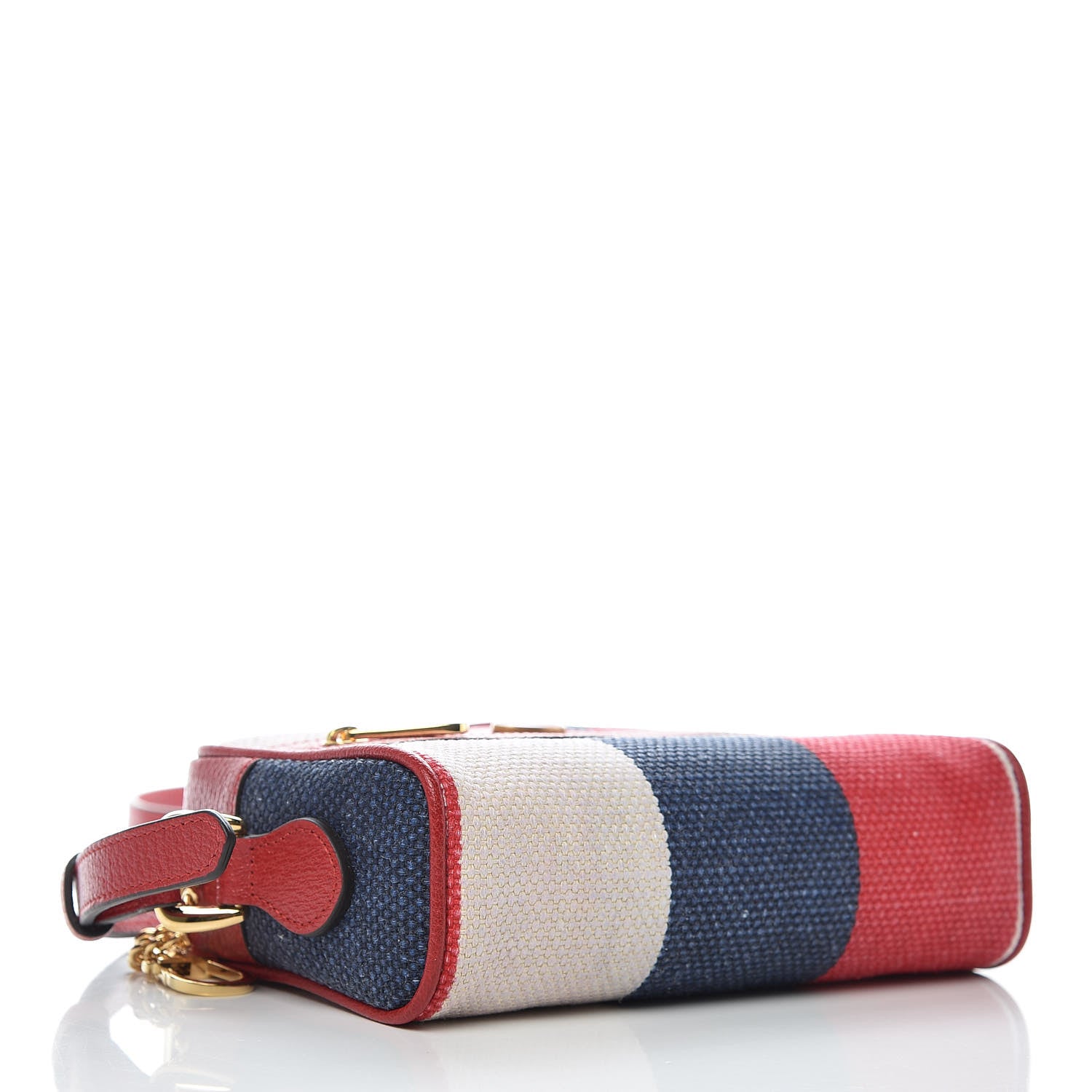 Gucci Canvas Sylvie Stripe Mini Ophidia Camera Bag Mystic White Hibiscus Red Maritime 4 of 9