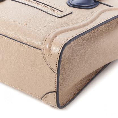 Celine Drummed Calfskin Bi-Color Nano Luggage Navy Dune 4 of 9