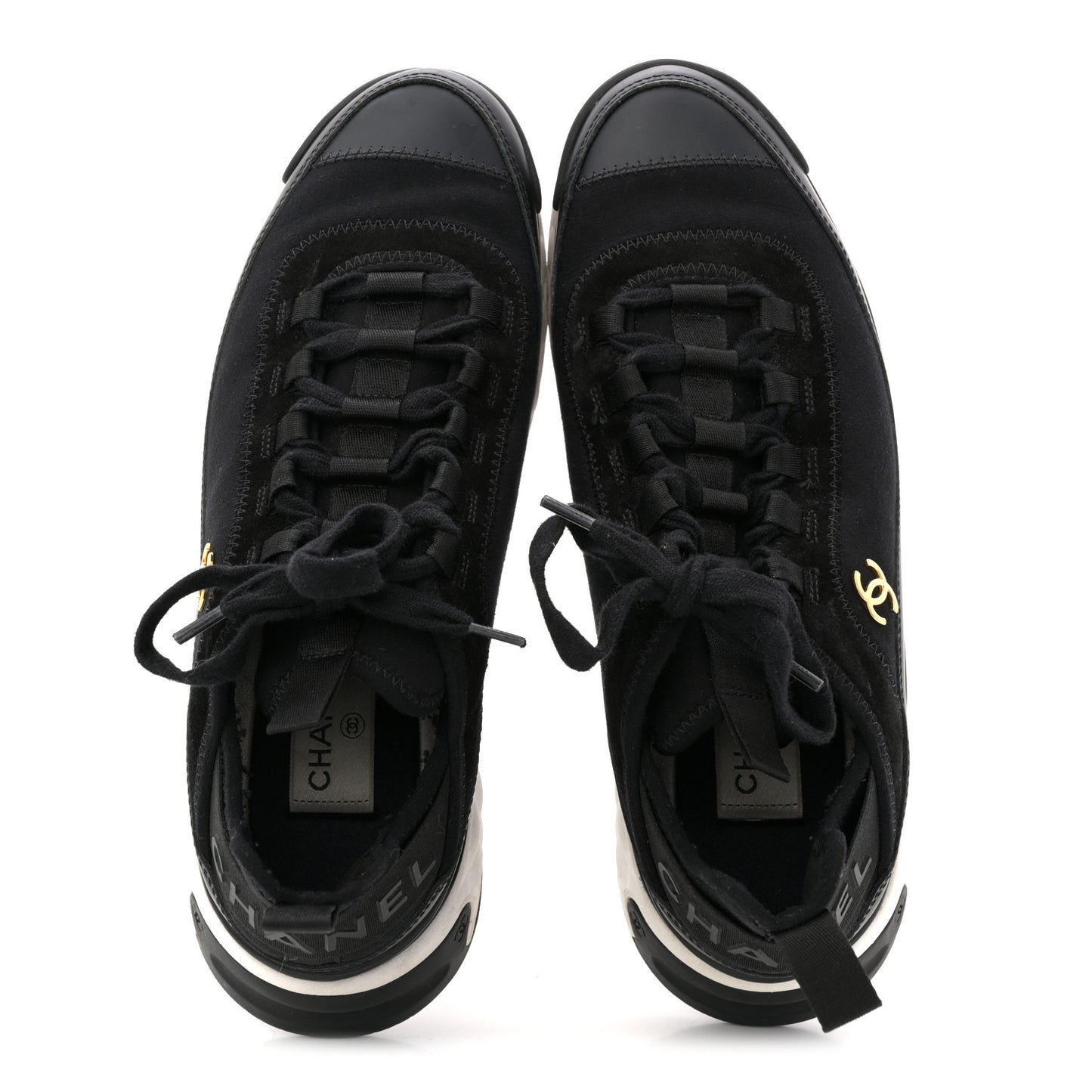 Velvet Calfskin Mixed Fibers CC Sneakers 40 Black