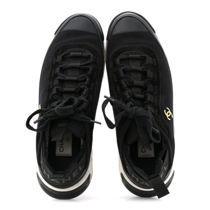 Chanel Velvet Calfskin Mixed Fibers CC Sneakers 40 Black 2 of 12
