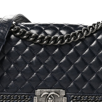 Chanel Glazed Calfskin Quilted Medium Boy Chained Flap Blue 8 of 10