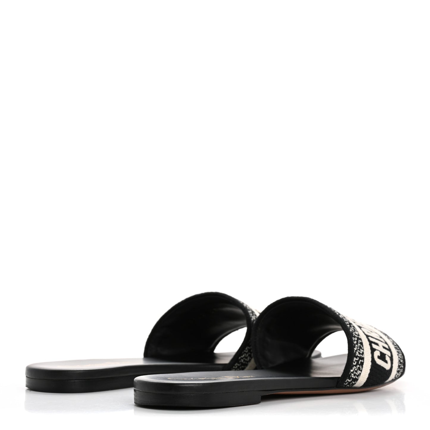 Canvas Embroidered Dway Mules Slide Sandals 37 Black