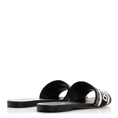 Christian Dior Canvas Embroidered Dway Mules Slide Sandals 37 Black 5 of 10