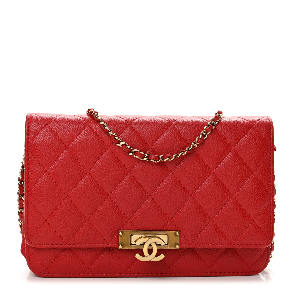 Chanel Caviar Quilted Golden Class Wallet On Chain WOC Red 1 of 14