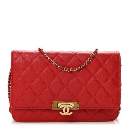 Chanel Caviar Quilted Golden Class Wallet On Chain WOC Red 1 of 14