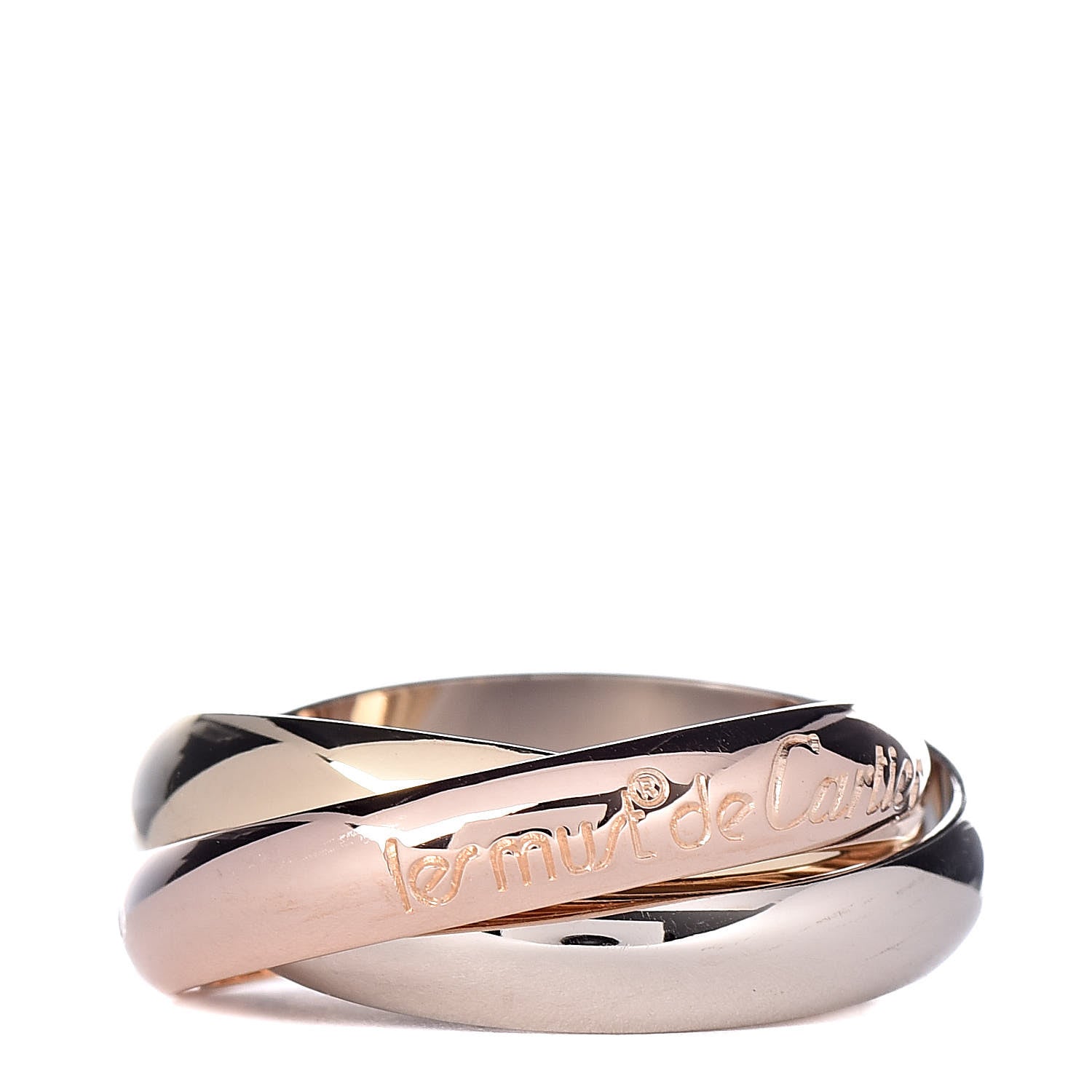 Cartier 18K Pink Yellow White Gold Classic Les Must De Trinity Ring 51 5.75 1 of 4