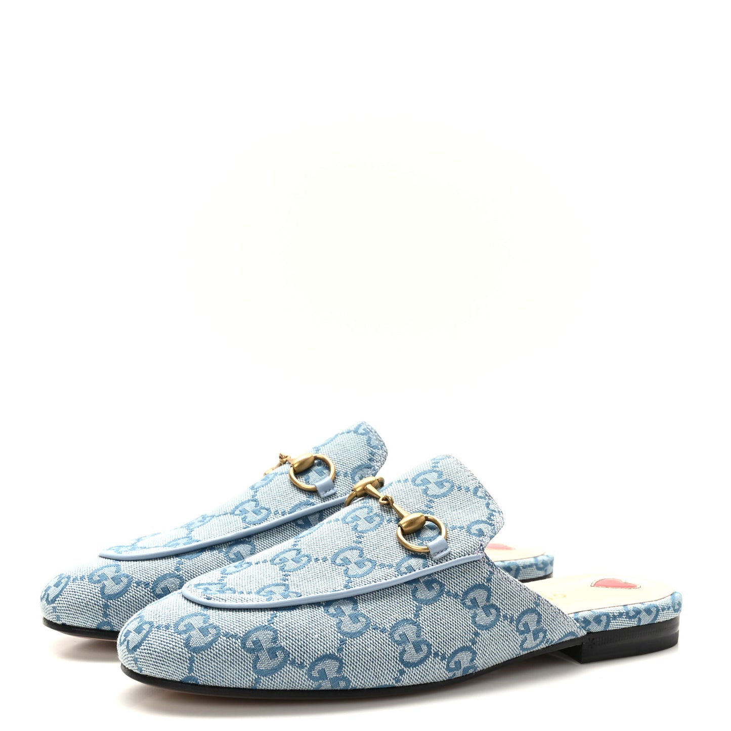 Canvas GG Monogram Nappa Womens Princetown Slippers 36 Porcelain Light Blue Dark Porcelain Light Blue
