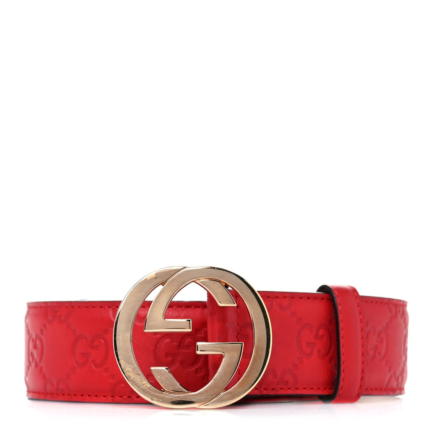 Guccissima Signature Interlocking G 37mm Belt 90 36 Rosso