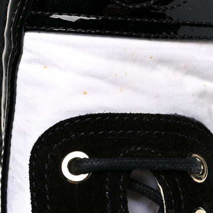 Chanel Nylon Suede Patent Calfskin CC Captoe Lace Up Oxfords 36.5 White Black 10 of 13