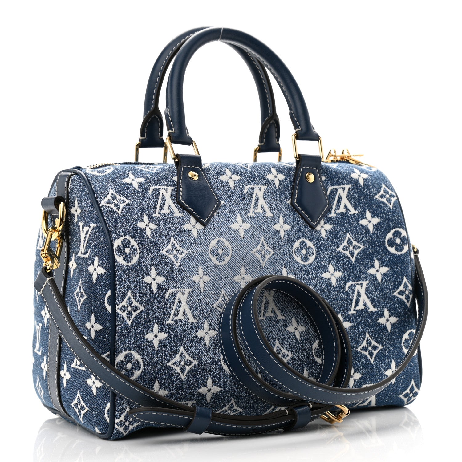 Louis Vuitton Monogram Jacquard Denim Speedy Bandouliere 25 Bleu 3 of 11