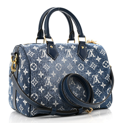 Louis Vuitton Monogram Jacquard Denim Speedy Bandouliere 25 Bleu 3 of 11