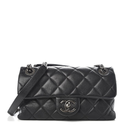 Chanel Shiny Lambskin Quilted Small Burgundy Rocks Flap Black 1 of 6