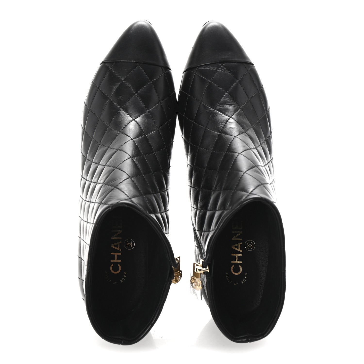 Chanel Calfskin Quilted Cap Toe Short Boots 40 Black 2 of 10