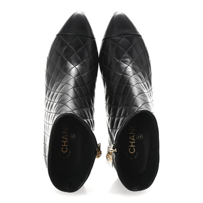 Chanel Calfskin Quilted Cap Toe Short Boots 40 Black 2 of 10