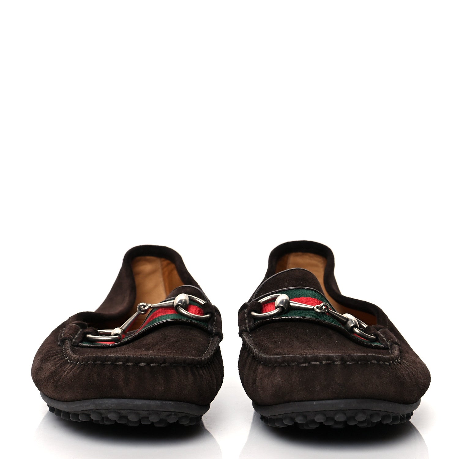 Gucci Suede Web Mens Horsebit Driver Loafers 9 Cocoa 2 of 8