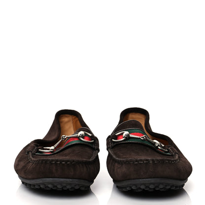 Gucci Suede Web Mens Horsebit Driver Loafers 9 Cocoa 2 of 8