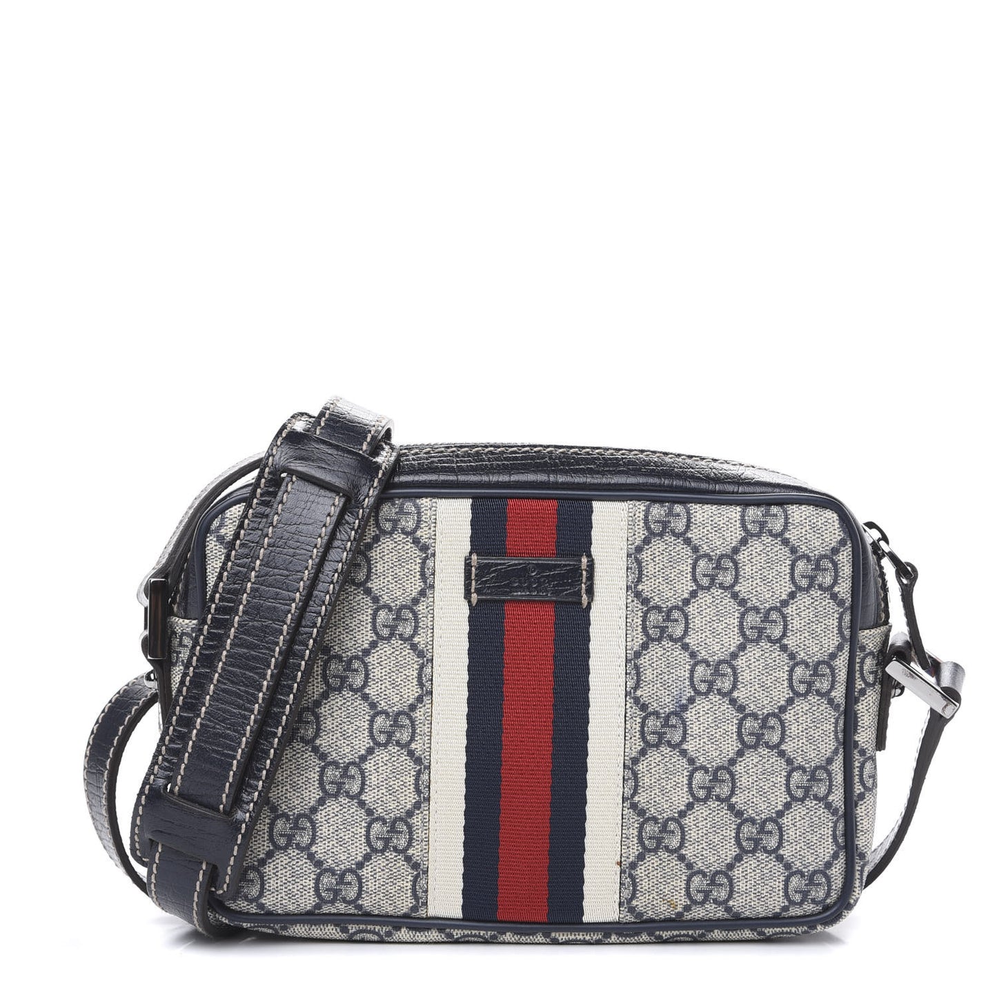GG Supreme Monogram Web Small Shoulder Bag Navy