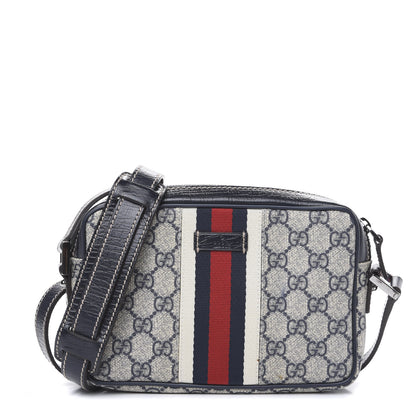 Gucci GG Supreme Monogram Web Small Shoulder Bag Navy 1 of 12