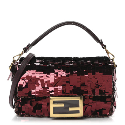 Fendi Sequin Paillettes Vitello Grace Sex and the City Mini Baguette Granata 1 of 10