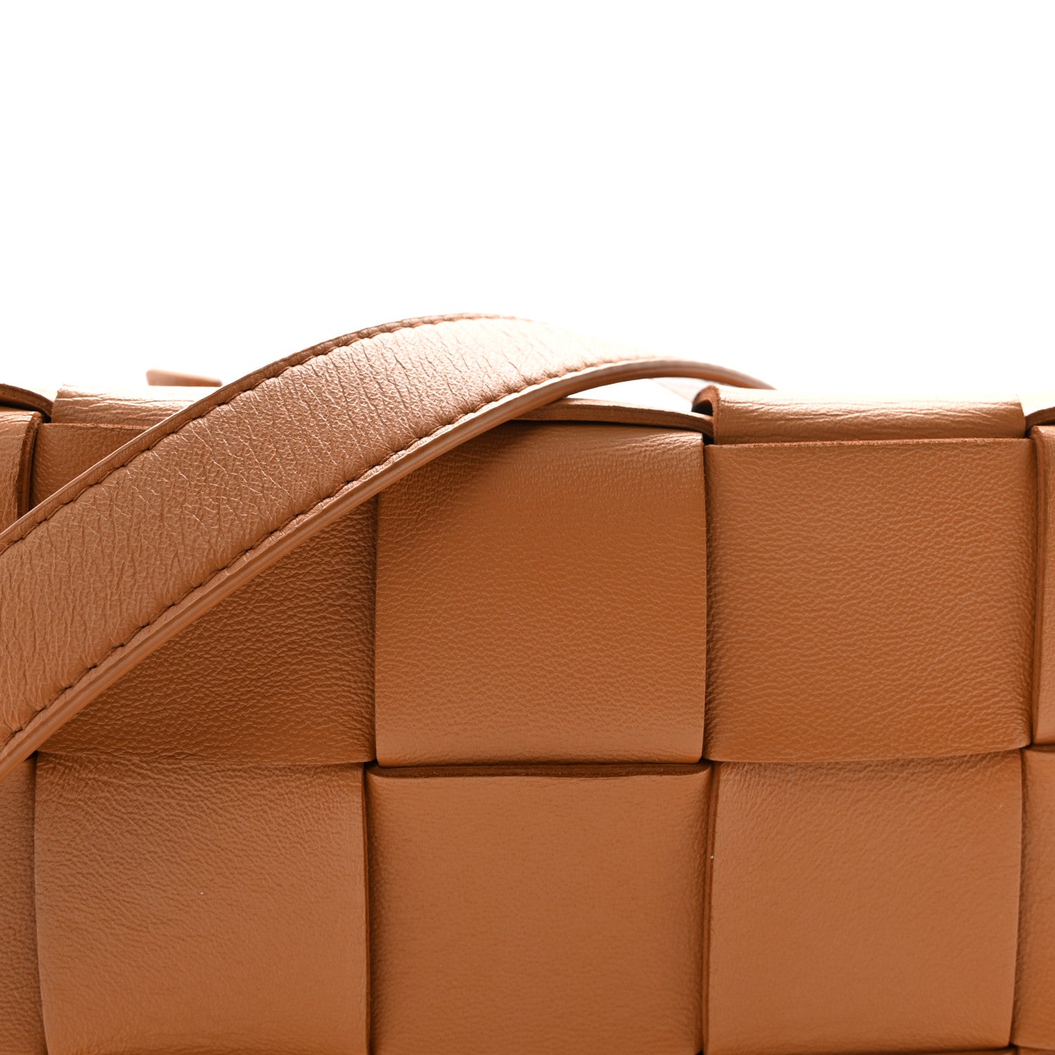 Bottega Veneta Lambskin Maxi Intrecciato Cassette Crossbody Bag Caramel 7 of 9