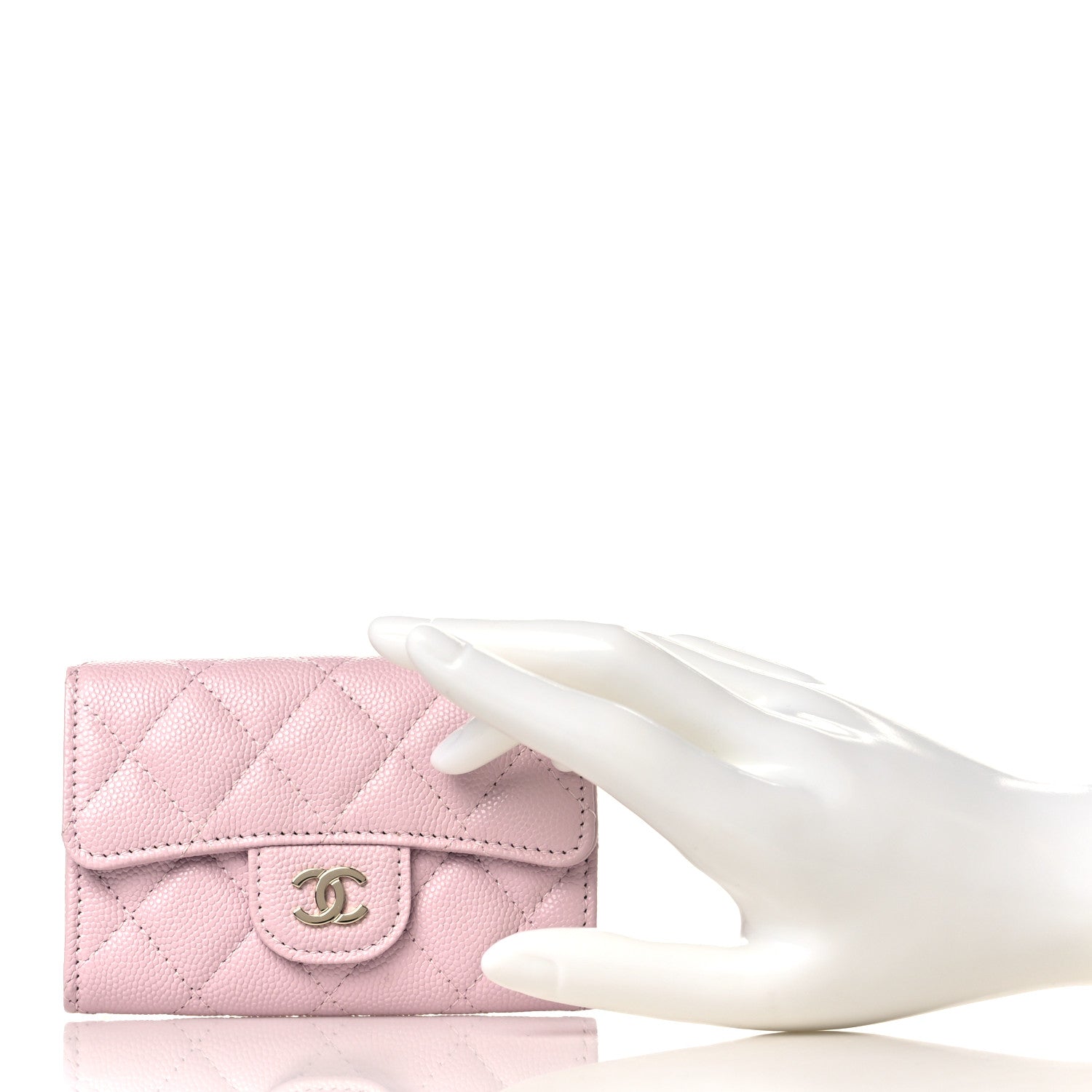 Chanel Caviar Quilted Flap Card Holder Wallet Light Pink 2 of 9