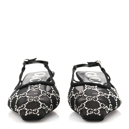 Gucci Tela Retino Kid Scamosciato Crystal GG Monogram Square G 35mm Slingback Pumps 38 Black 3 of 10