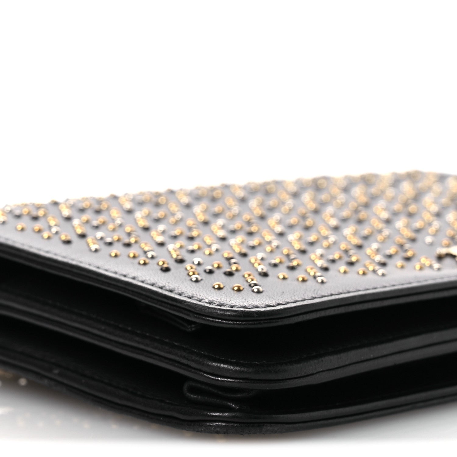 Chanel Lambskin Studded Wallet on Chain WOC Grey 11 of 15