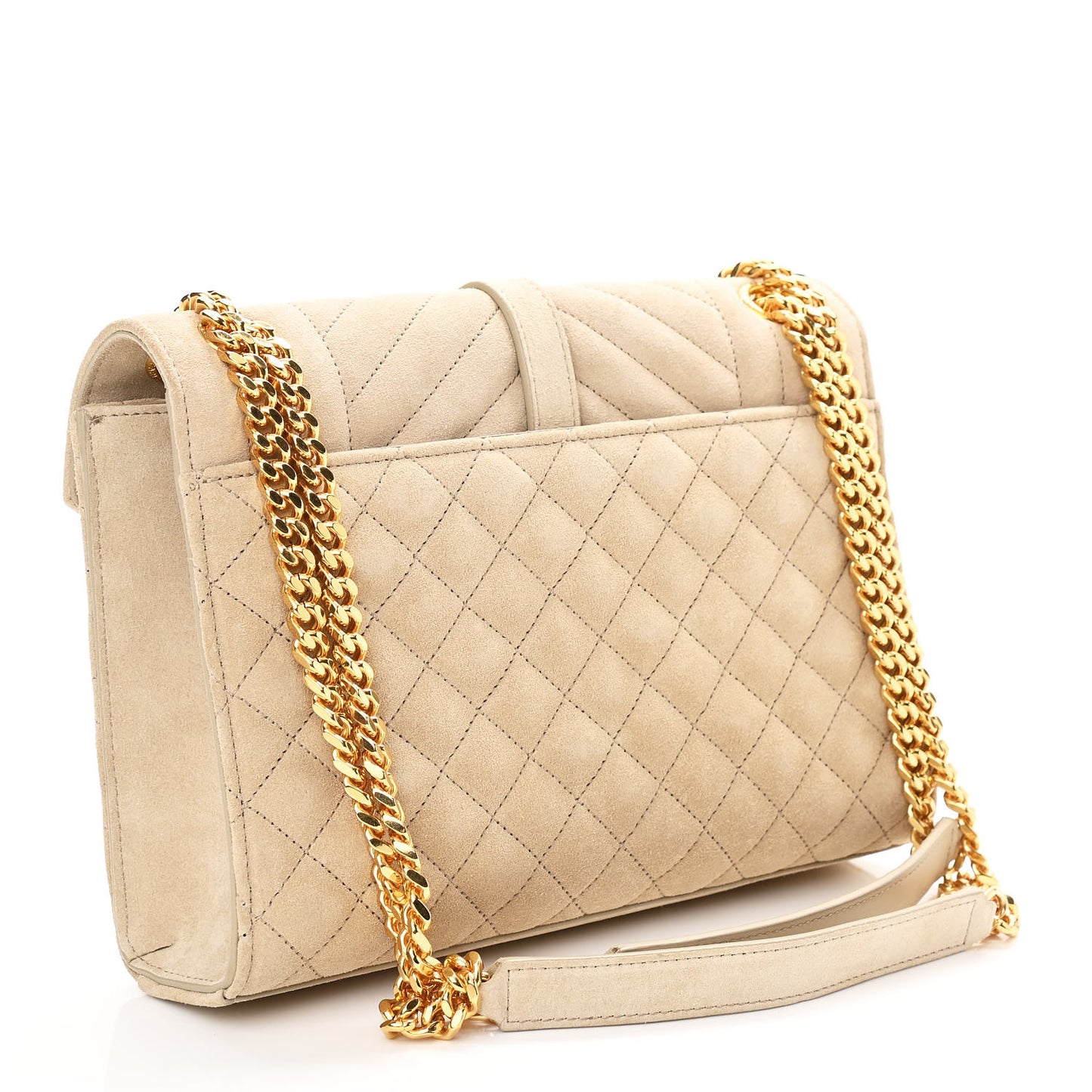 Suede Mixed Matelasse Triquilt Medium Monogram Envelope Satchel Sea Salt