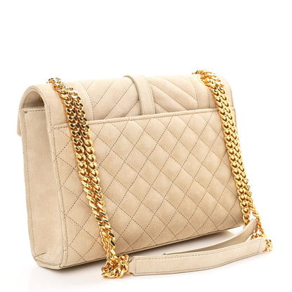 Saint Laurent Suede Mixed Matelasse Triquilt Medium Monogram Envelope Satchel Sea Salt 2 of 8