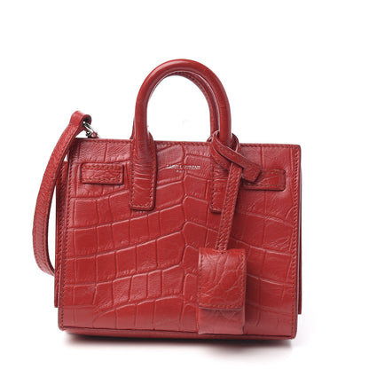 Saint Laurent Calfskin Crocodile Embossed Toy Sac De Jour Red 1 of 11