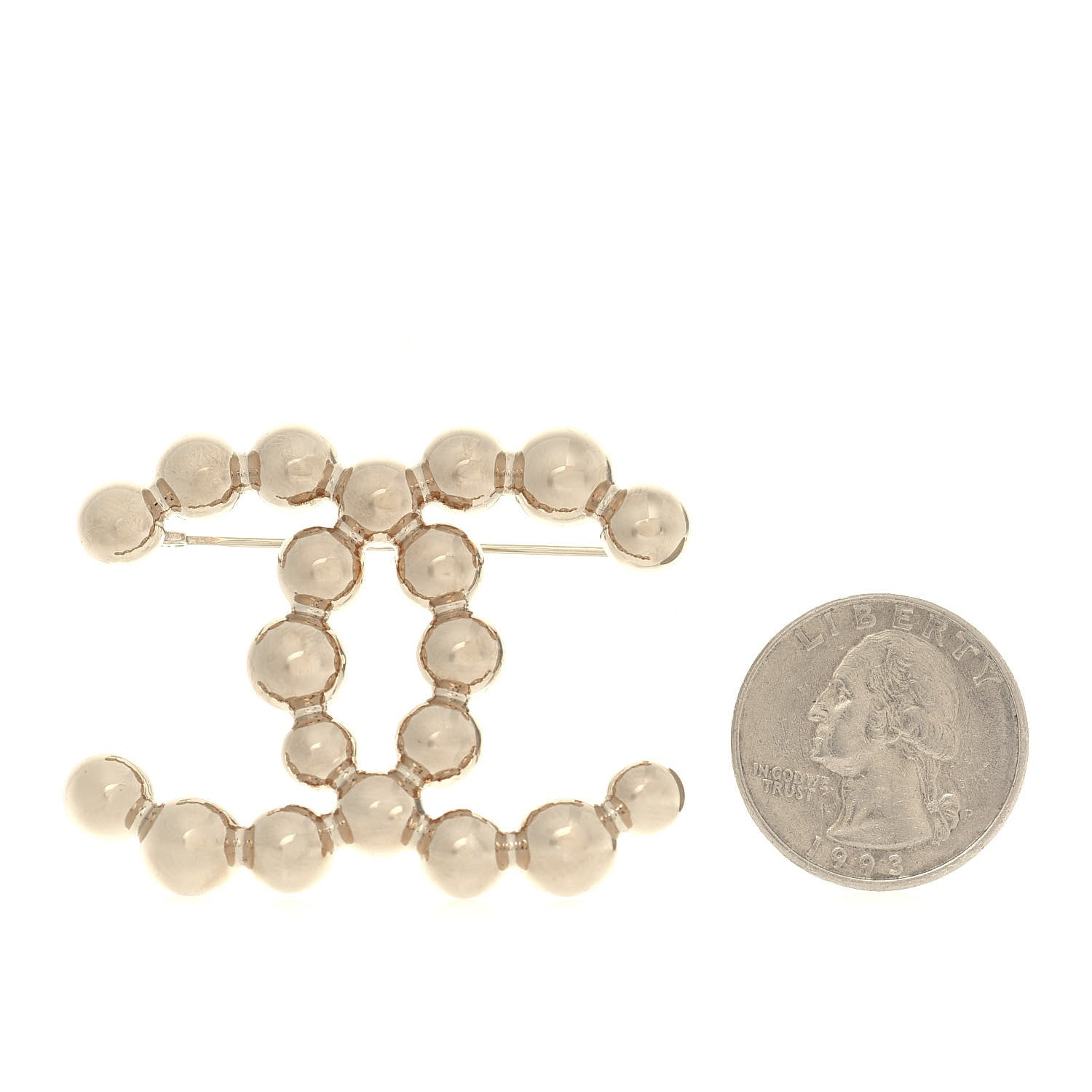 Chanel Metal Beaded CC Brooch Gold 2 of 6
