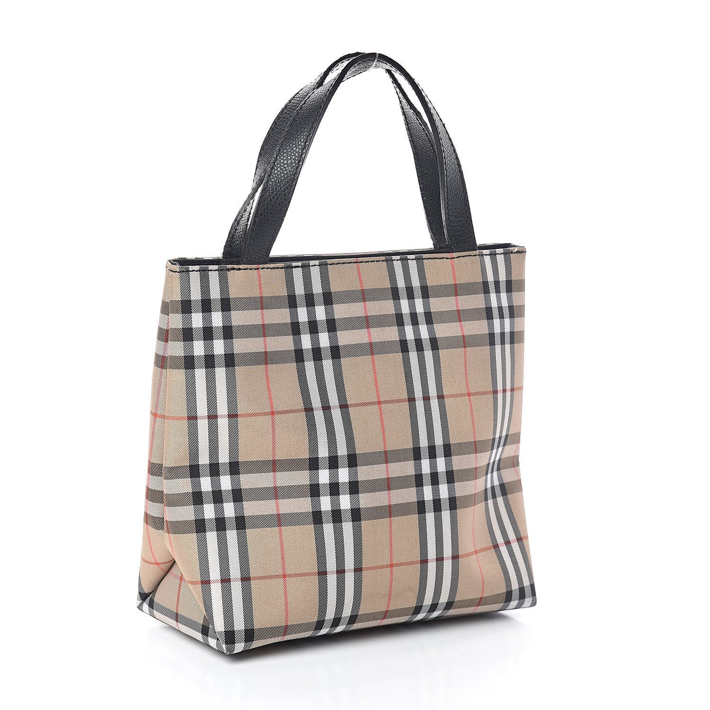Calfskin House Check Small Tote Black