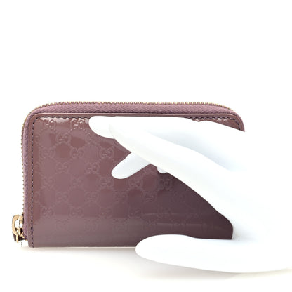 Gucci Patent Microguccissima Zip Around Card Case Mauve 2 of 7