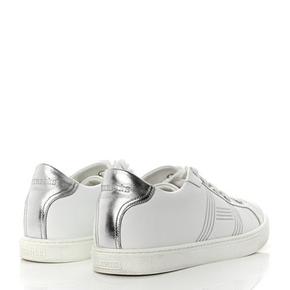 Hermes Calfskin Womens Advantage Sneakers 39 White Gris Argente 4 of 9