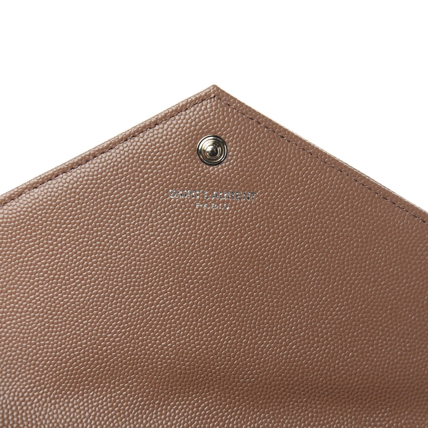 Saint Laurent Grain De Poudre Matelasse Chevron Monogram Chain Wallet Taupe 8 of 11