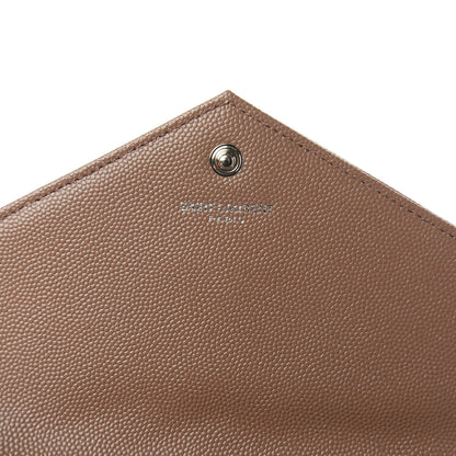 Saint Laurent Grain De Poudre Matelasse Chevron Monogram Chain Wallet Taupe 8 of 11