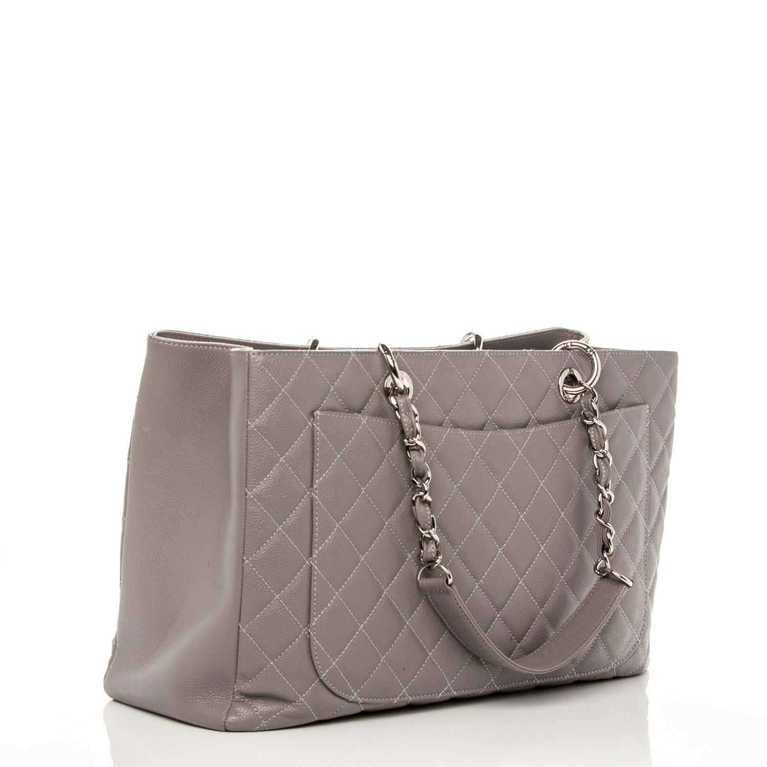 Chanel Caviar Quilted XL Grand Shopping Tote GST Light Grey 3 of 9