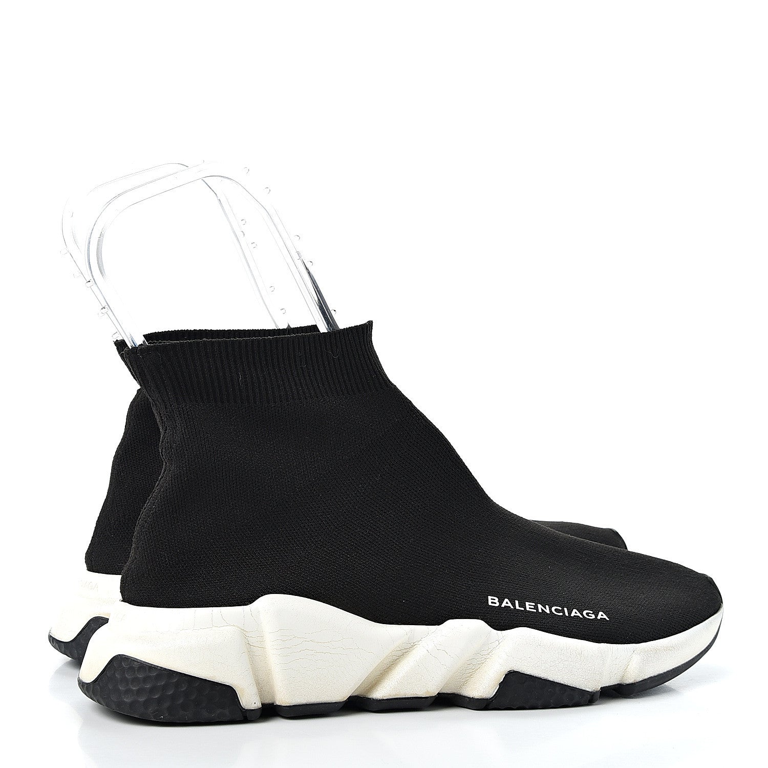 Balenciaga Neoprene Knit Womens Speed Sneakers 39 Black White 4 of 9
