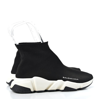 Balenciaga Neoprene Knit Womens Speed Sneakers 39 Black White 4 of 9