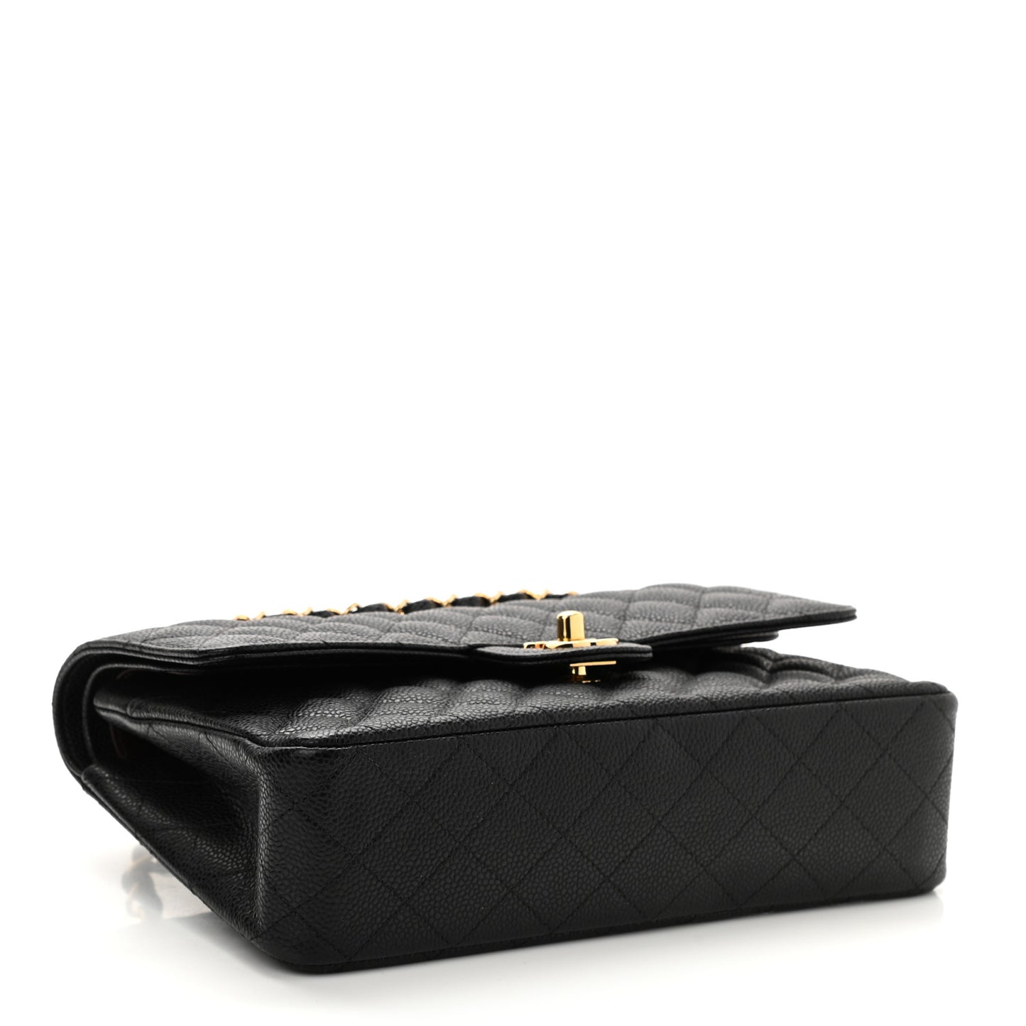 Caviar Quilted Medium Double Flap Black