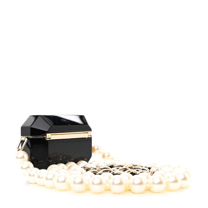 Chanel Resin Crystal Pearl Airpods Pro Holder Necklace Black Pearly White 3 of 9