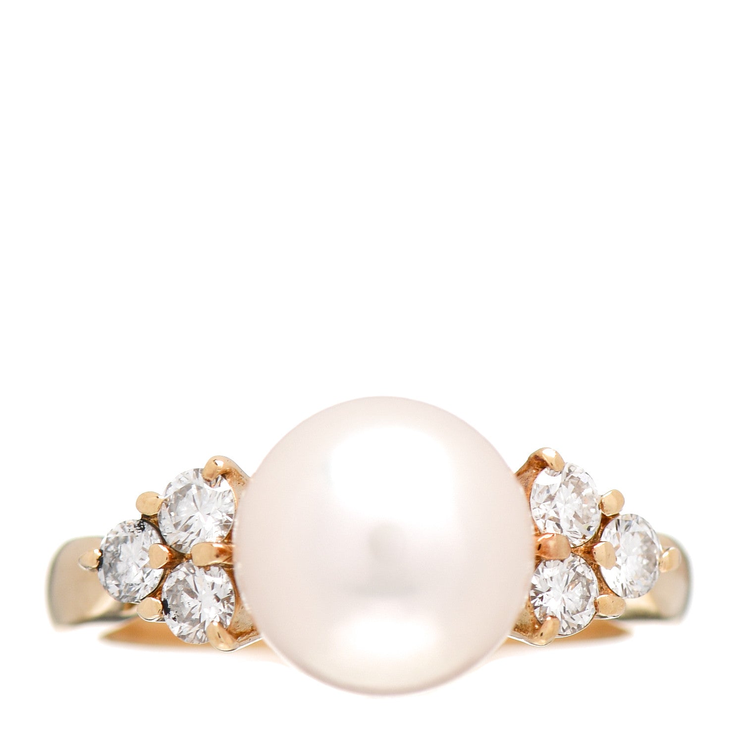 Mikimoto 18K Yellow Gold Diamond Akoya Pearl 8.5mm Ring 49 4.75 1 of 6