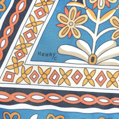 Hermes Silk Les Chemins Secrets Scarf 140 Petrole Beige Marine 6 of 6